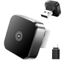 Mise à Niveau de L'Adaptateur Sans Fil CarPlay et Android Auto, WLAN 2.4G+5G, Compatible avec Téléphone IOS 10+ et Android 11+