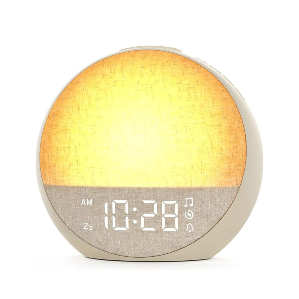 Saudism Alarm Clock,White Noise Sound Machine With 30 Soothing Sounds, Dimmable Night Light,Natural Sunlight Lamp Wake Light