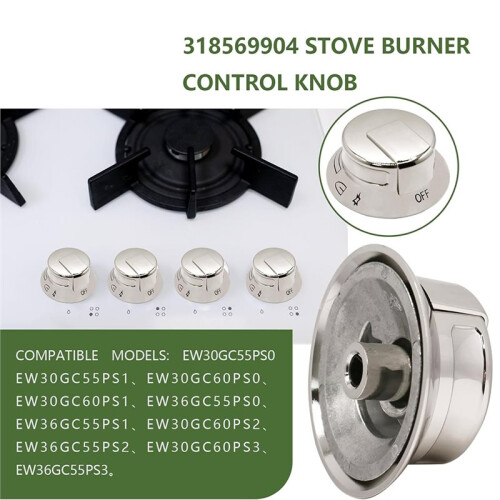 2pcs 318569904 Cooktop Burner Control Knob for  , Compatible with Multiple Models 2