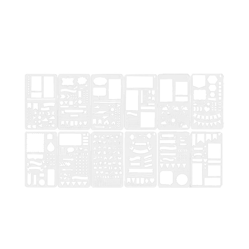 Saudism 12 Pack Journal Stencils,Planner Stencils For Journaling Notebook Scrapbooking Journals Book Diy Drawing Greeting Cards