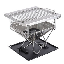 Tragbarer, Faltbarer Campinggrill Aus Edelstahl mit Integriertem Brennholzofen und Verbrennungsfunktion - Multifunktionaler Campinggrill