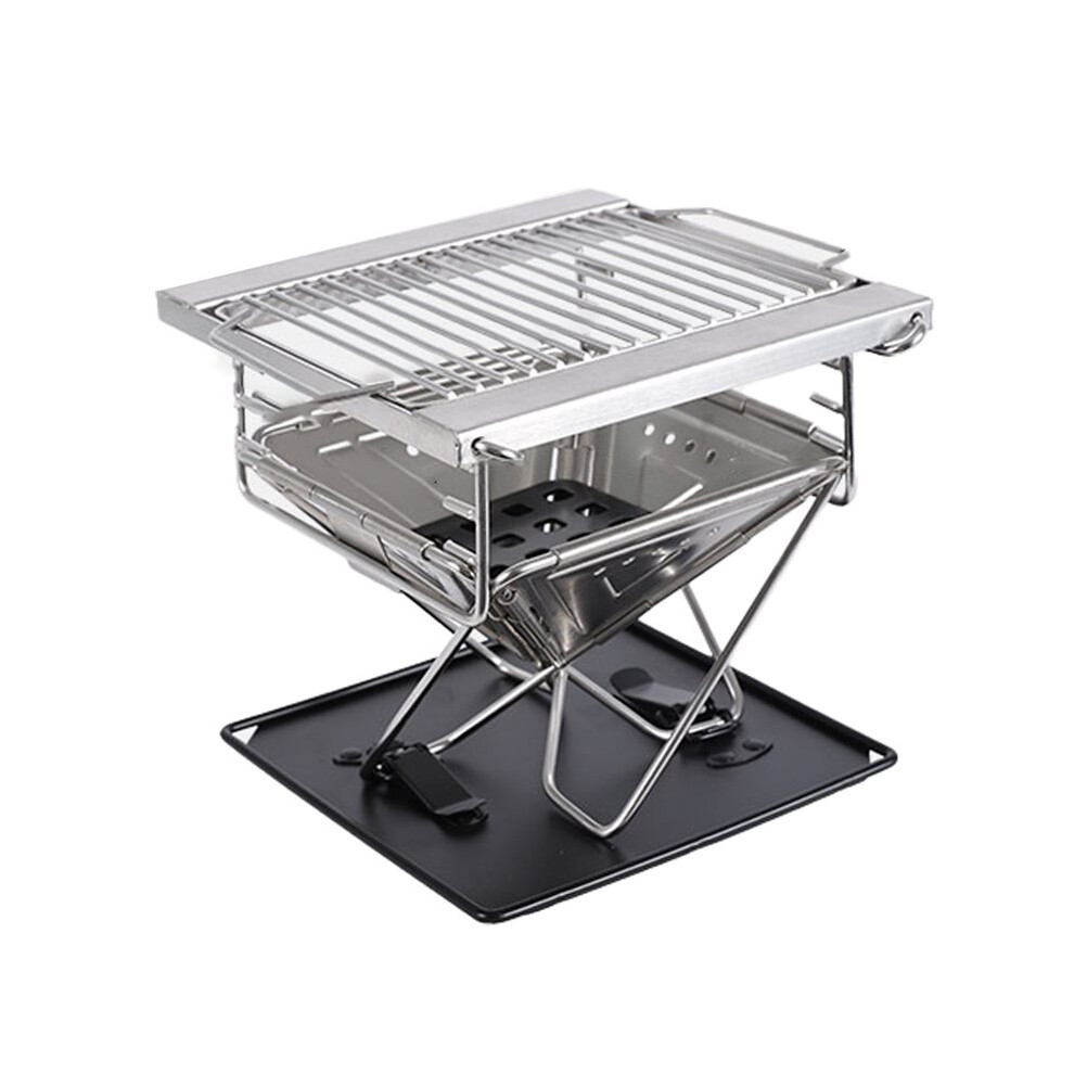 Outdoor Camping Folding Grill Stainless Steel Portable Firewood Stove Incinerator Multi-Functional Camping Barbecue 4712883949708
