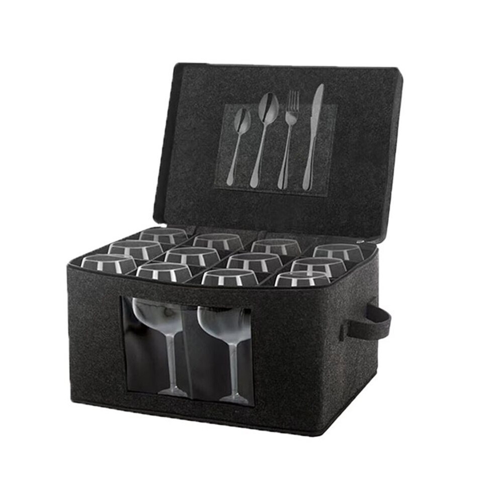 Saudism Eco-Friendly Foldable Wine Glass Storage Box For 12 Goblets, Japanese Style Organizer