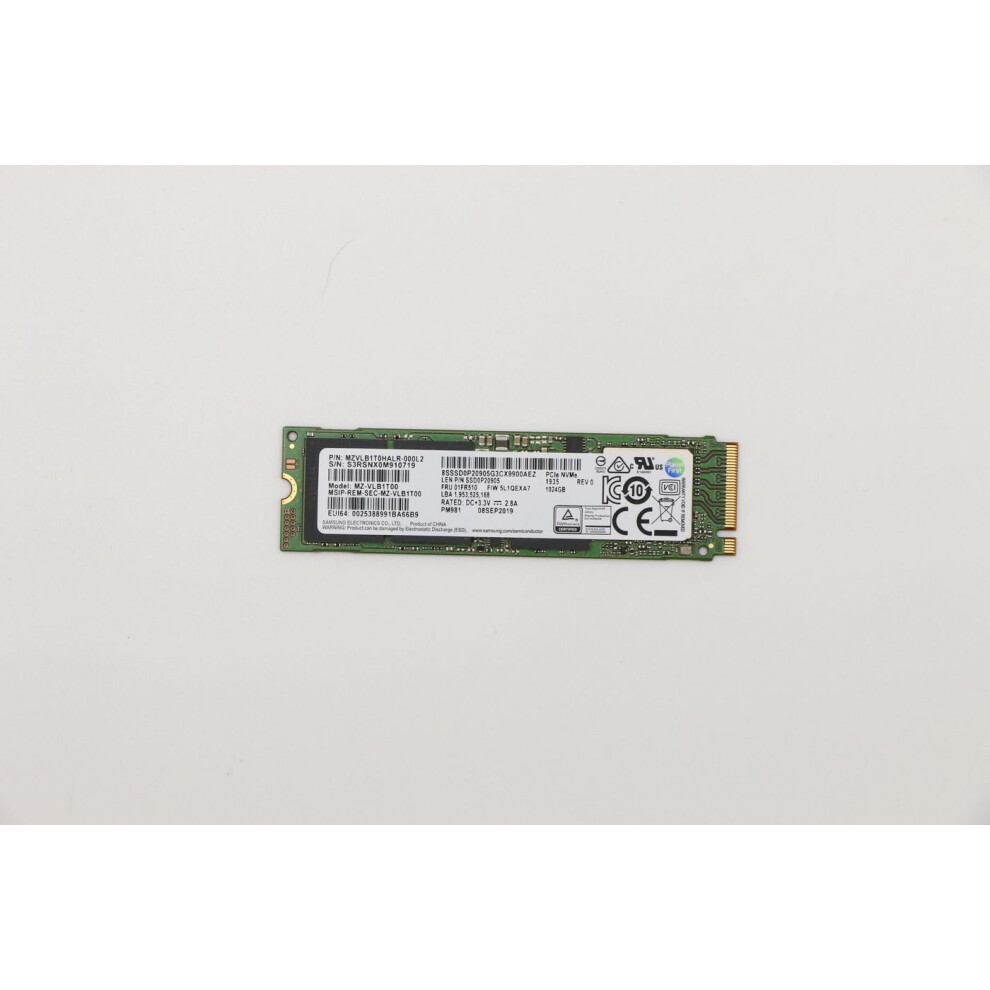 Lenovo 1Tb Pcie M.2 Ssd Nvme 1.2 Interface Up To 3200 Mb/S Read 2400 Mb/S Write Speeds Ideal For High-Performance Computing.