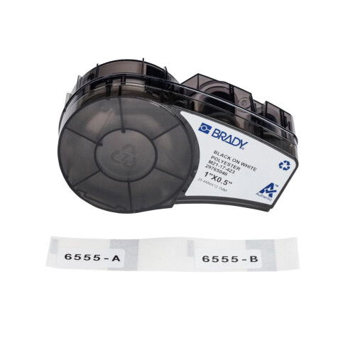 Brady Harsh Environment Multi-Purpose Polyester Labels with Ribbon Pre-Sized for M210 M211 Printers - 0.5" x 1"