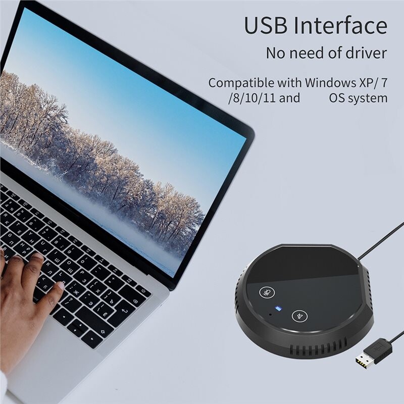 Desktop USB Conference Speakerphone Microphone Touch-Sensor Buttons ...