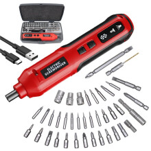 3,6-V-Akkuschrauber-Set, 5 Geschwindigkeiten, USB-Aufladbar, Dual-LED-Leuchte, Tragbarer, Kabelloser Automatikschrauber