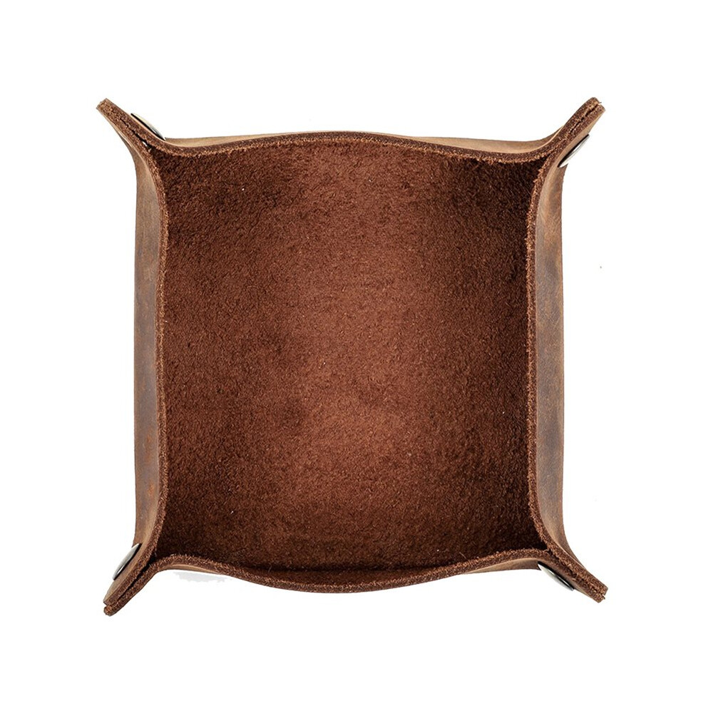 Saudism Leather Valet Tray Organizer For Desk, Portable Folding Travel Storage For Jewelry