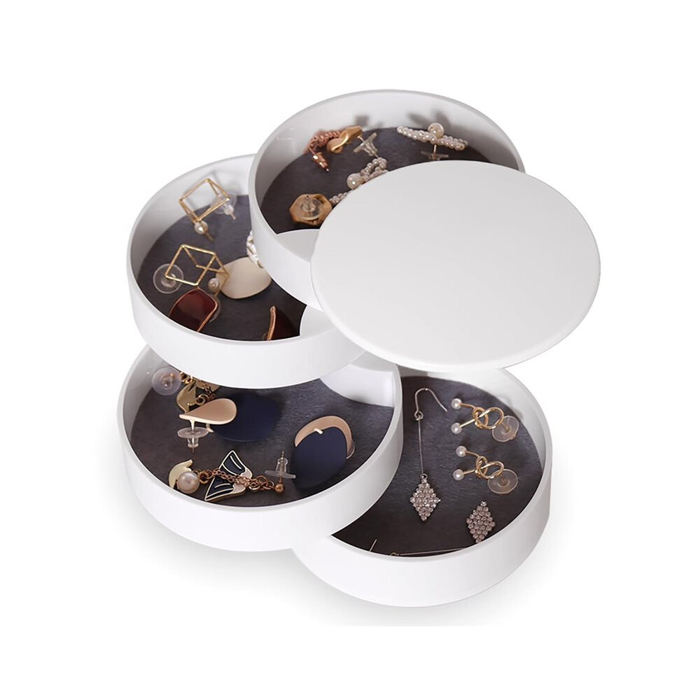 Saudism Jewelry Organizer,5-Layer Rotating Travel Jewelry Tray Case With Lid For Bracelets Rings,Gift For Women Teen Girls