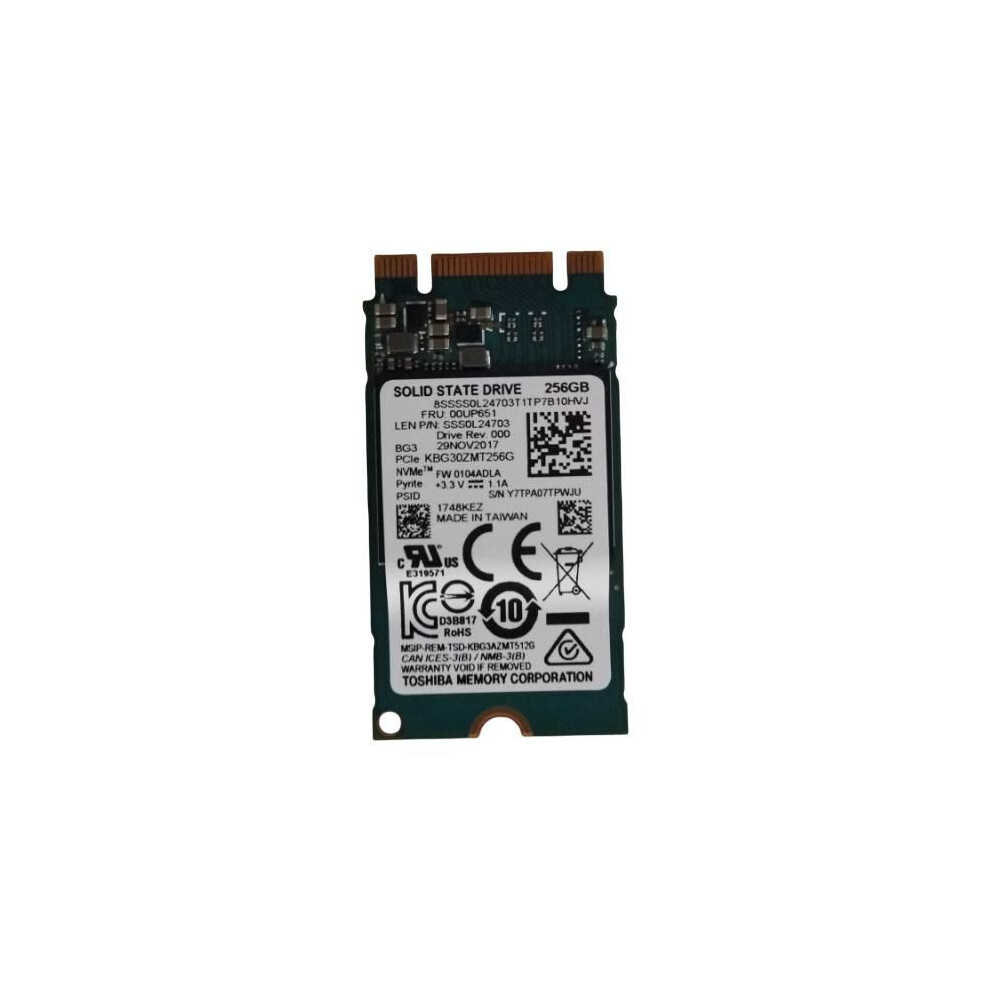 Lenovo M.2 2242 Ssd 256Gb Capacity Pcie 3.0 X2 Interface Designed For Notebook Use Compact Form Factor.