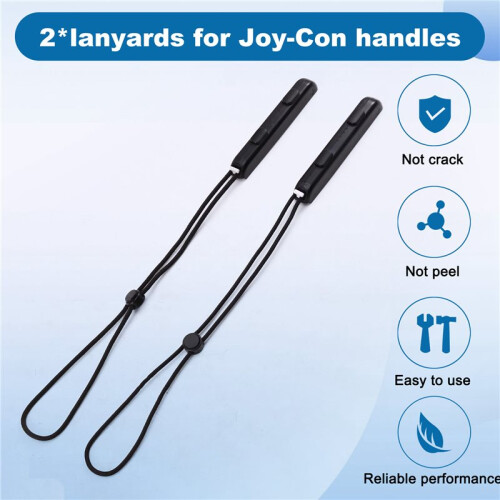2 Pack Wrist Strap for   Controllers, Adjustable Replacement for Joy Con Straps with Secure Lock (Black) 1