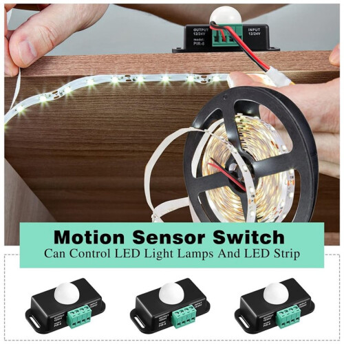 Lot de 6 Détecteurs de Mouvement Infrarouges PIR 12 V/24 V avec Minuterie pour Rubans LED Flexibles 2