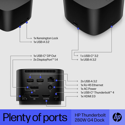 HP HP Thunderbolt Dock 280W G4 Dock w/Combo Cable 1
