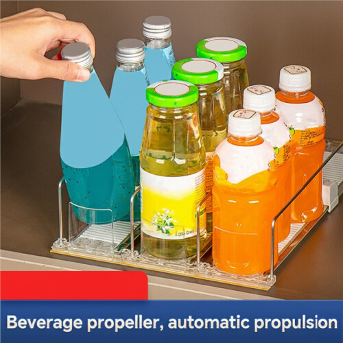 Automatic Beverage Pusher for Fridge Transparents Drinking Sliding Container Kitchen Storage Boxes Shelf Glide 4pcs 1