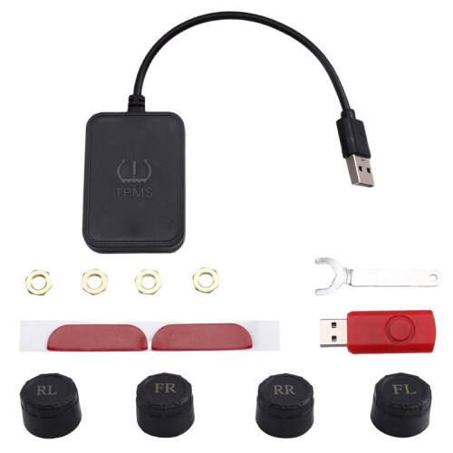 USB för Android TPMS Däcktrycksövervakningssystem Display Externa Larmsystemsensorer för Bilnavigationsradio 1