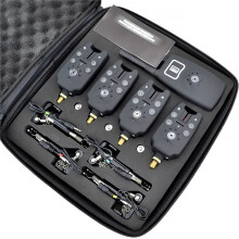 Draadloze Visbeetmelder 1+4 Set met Verlichte Swinger in EVA-Behuizing voor Karpervissen, LED-Geluids- en Lichtindicatoren