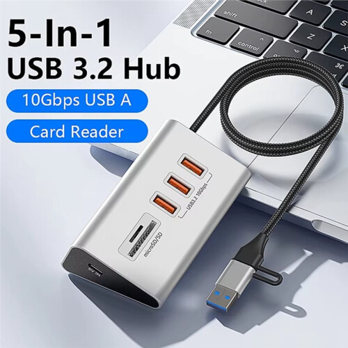 USB3.2 10Gbps 5  HUB with TF/ Card Reader USB-C & USB-A  USB Hub Type C Splitter for  Expansion Dock 1