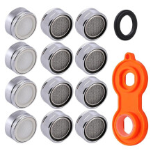 Kit de Remplacement D'Aérateurs D'Évier M24 : 12 Aérateurs en Laiton avec Clé pour Robinets de Cuisine et de Salle de Bain
