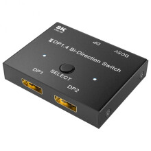 Commutateur 8K DP2.0 Bidirectionnel 2 Entrées 1 Sortie , Répartiteur 4K à 240 Hz Étendu 1 Vers 2