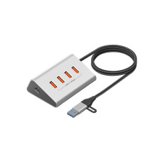 USB3.2 10Gbps 4  HUB with 15W Power Supply Port USB Hub Type C Splitter for PC  Laptop Expansion Dock