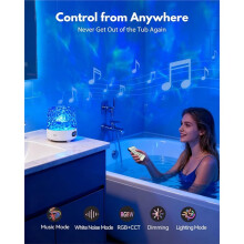Lampada LED Impermeabile da Bagno con Doccia SPA, 16 Colori, A Forma di Onda Oceanica, Luce D'Atmosfera Ricaricabile per il Bagno con Telecomando e