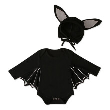 Boys and Girls Spring and Autumn Halloween Batman Hooded Long-Sleeved Jumpsuit Harness Two-piece Children's Clothing Set