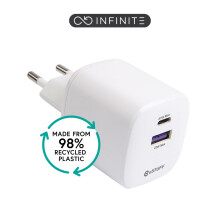 eSTUFF INFINITE USB-C Charger EU PD 67W GaN - White - 98% Recycled Plastic