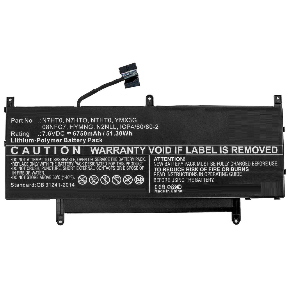 Coreparts Laptop Battery For Dell 51.30Wh Li-Polymer 7.6V 6750Mah 5704174628491