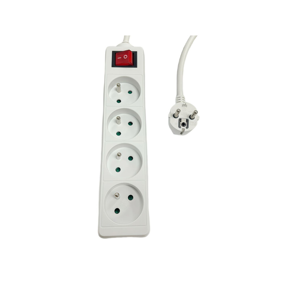 Microconnect Microconnect 4-Way Power Strip On/Off Switch French Type E 1.5M White 5715063551240