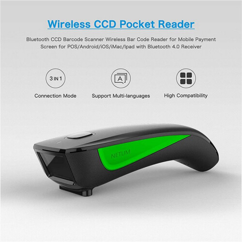 3X NETUM C740  Wireless 1D Barcode Scanner Pocket QR Bar Code Reader CODE128 per Pagamento Mobile 'Indumento del Tabacco 2