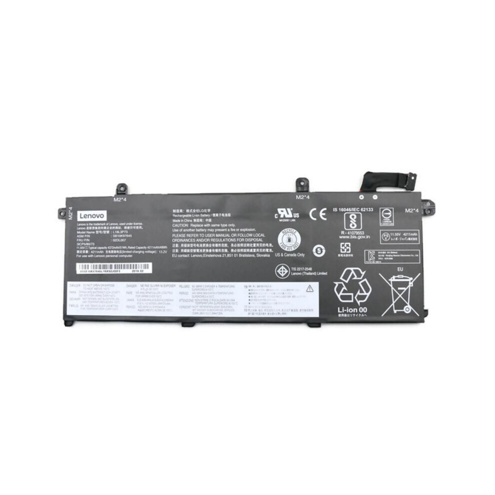 Lenovo Internal Lithium-Ion Battery 50Wh Capacity 11.55V Voltage 3-Cell Design Compatible With Thinkpad T490 Laptops. 5704174300779