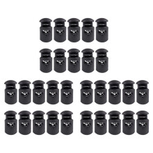 Diameter 8 mm Hole, Cord Cord Stopper Laces Snap Hook, Black, 30 Pcs