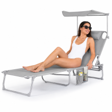 LIVIVO Reclining Folding Sun Lounger with Sunshade