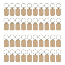 40Pcs Blank Wooden Wooden Keychain DIY Wooden Keychain Key Tag Anti-Lost Wood Accessories Gift