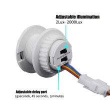 2X Interruttore Luce Sensore di Movimento AC85-265V Sensore PIR per Ritardo di Illuminazione Regolazione Interruttore Automatico Lampada Rilevatore di