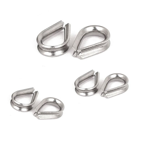 Stainless Steel 2mm Wire Rope Cable Thimbles Silver Tone 80 Pcs 2