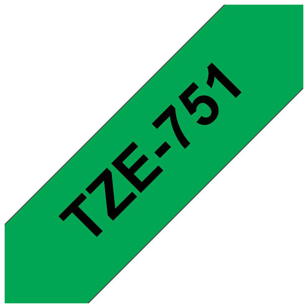 Brother Tze-751 Black On Green Labelling Tape Â“ 24Mm Wide
