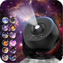 Galaxy Projector for Bedroom Pro Version, Upgraded Film Disc Star Projector for Kid 12 in 1 (Black)