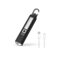 Superhelle, wiederaufladbare LED-Taschenlampe mit Magnetverschluss, 9 Leuchtmodi, COB-Arbeitsleuchte, wasserdicht, UV-Licht, Haken (Schwarz)