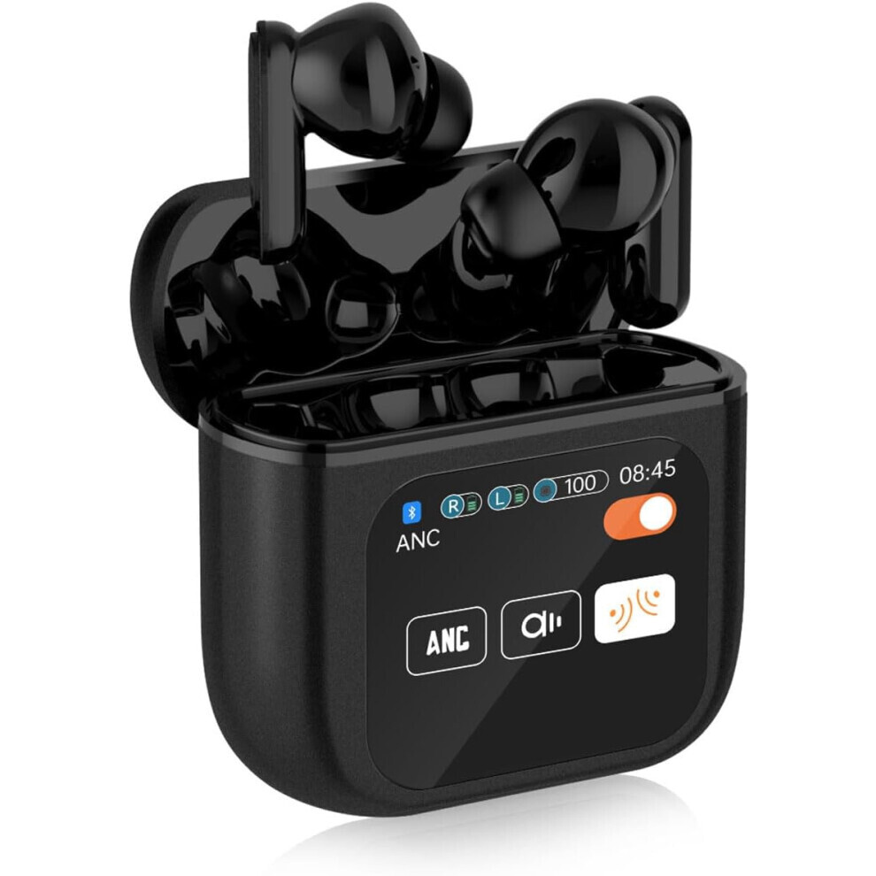 Bluetooth 5.4 Tws Earbuds With Led Touchscreen Display, Anc + Enc Noise Cancelling, Find My Earbuds, 6H Calls (Black) Black 6083684978203