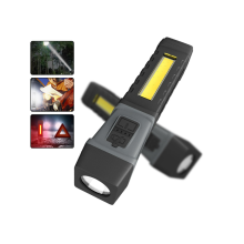 Wiederaufladbare LED-Taschenlampe mit 5 Leuchtmodi, Magnetfuß und Clip, 90 faltbare, tragbare Inspektionsleuchte (Schwarz)