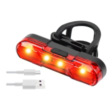 Achterlicht voor de fiets, rood, USB-oplaadbaar, waterdicht, hoge helderheid (zwart)