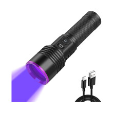 365-nm-UV-Taschenlampe, wiederaufladbare Schwarzlichtlampe mit LCD-Display, Ultraviolett-Taschenlampe für Haustierurin, Harzhärtung & Bettwa