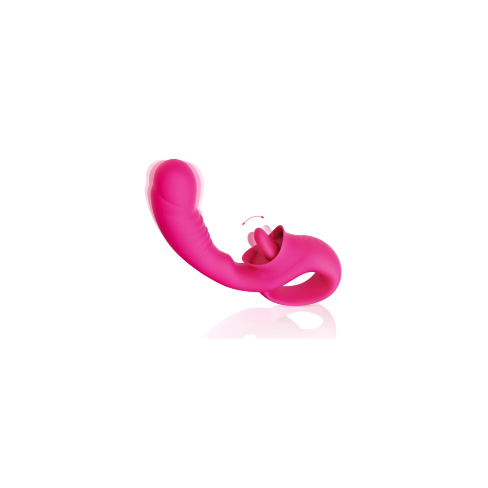 Pink Clitoral Licking G Spot Vibrator, Realistic Dildo Clitoralis Stimulator For Women With 10 Licking & Vibrating Modes,