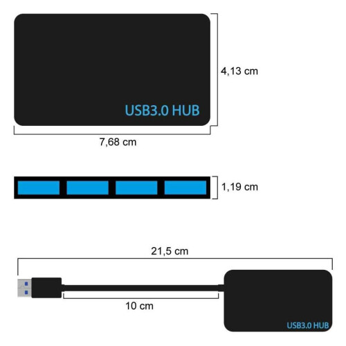 Hub USB 3.0 a 4 porte, nero, adattatore dati multiporta da 5 Gbps per laptop, PC e computer desktop (nero) 2