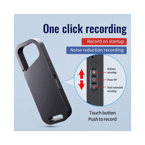Mini Recorder Voice Activation Discreet MP3 Noise Reduction - 32GB(Black) 2