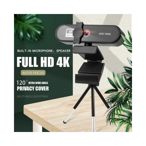 Webcam HD 8K, webcam USB per PC con microfono e copertura per la privacy, streaming video per laptop e desktop, con treppiede, streaming web 1