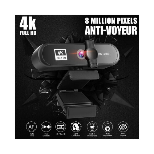 Webcam HD 8K, webcam USB per PC con microfono e copertura per la privacy, streaming video per laptop e desktop, con treppiede, streaming web 2