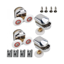 Shower Door Rollers, 4pcs 25mm Sliding Shower Doors Wheels Replacement Roller Runner Wheel 2 Top & 2 Bottom Chrome Plated Door Roller