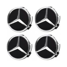 4pcs Wheel Center Caps for Mercedes Benz, 75mm/2.95inch Abs Car Wheel Center Caps Hub Cover (black)